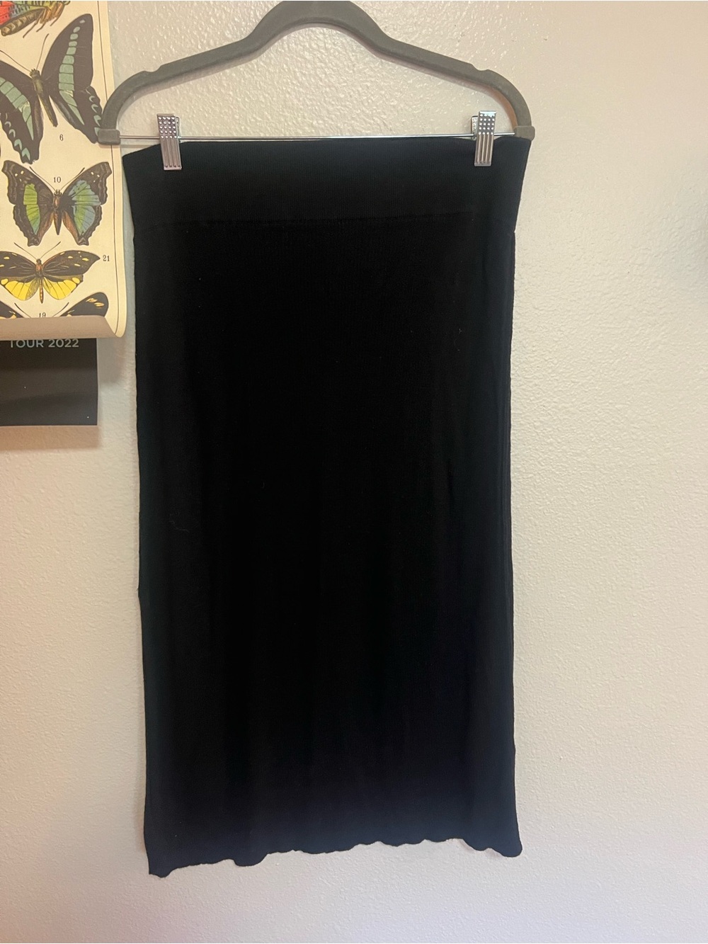 Free People Black Ribbed Sweater Midi Skirt with slit
